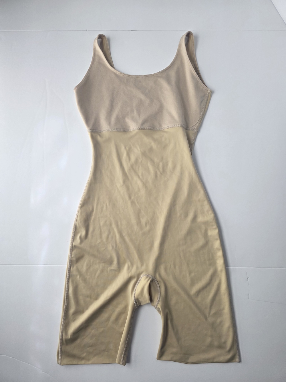 Spanx By Sara Blakely On Core Mid-Thigh Bodysuit Beige